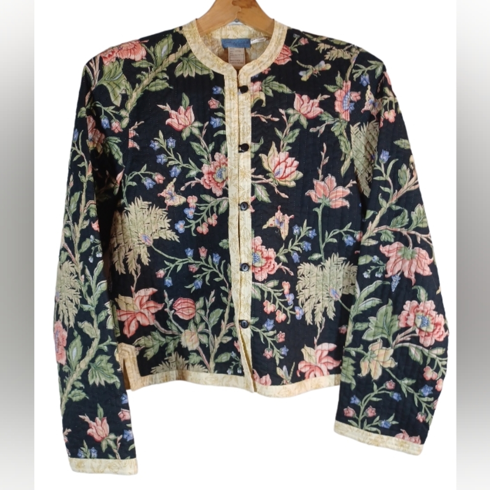 Provence d'ameur Women's Reversible Quilted Jacket Floral Design Size S